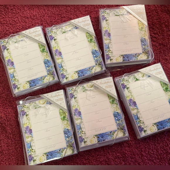 Lot of 48 Floral PURPLE & WHITE WEDDING Invites Invitations w/Lavender Envelopes - Picture 2 of 3
